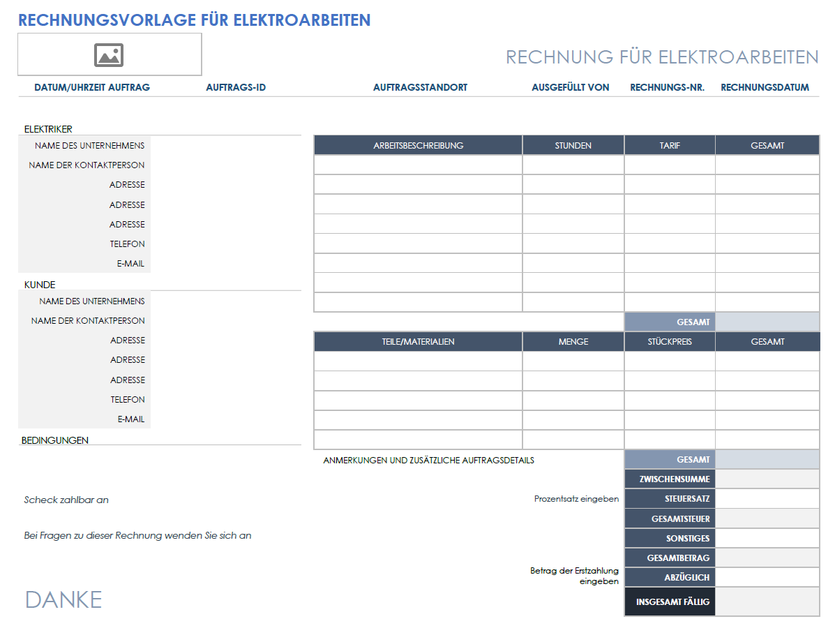  Elektro Rechnungsvorlage