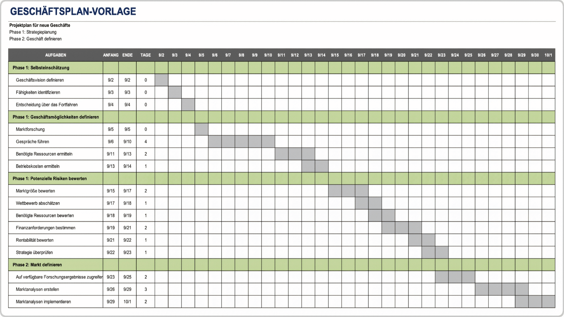  Businessplan-Vorlage Excel