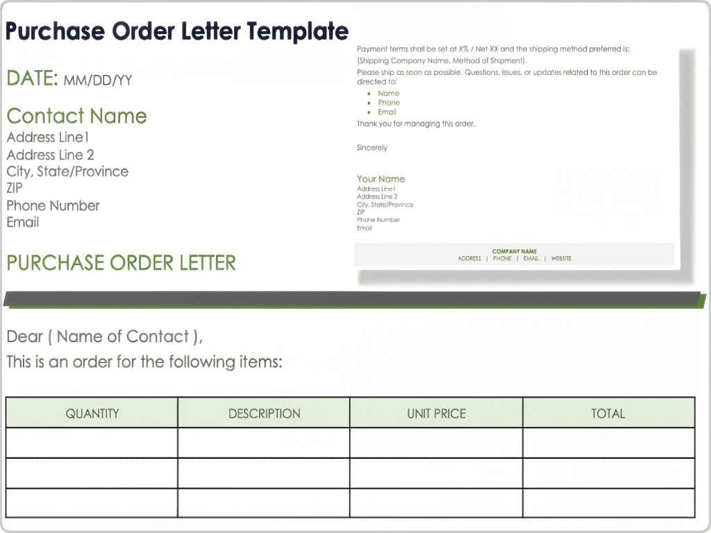 Purchase Order Letter Template