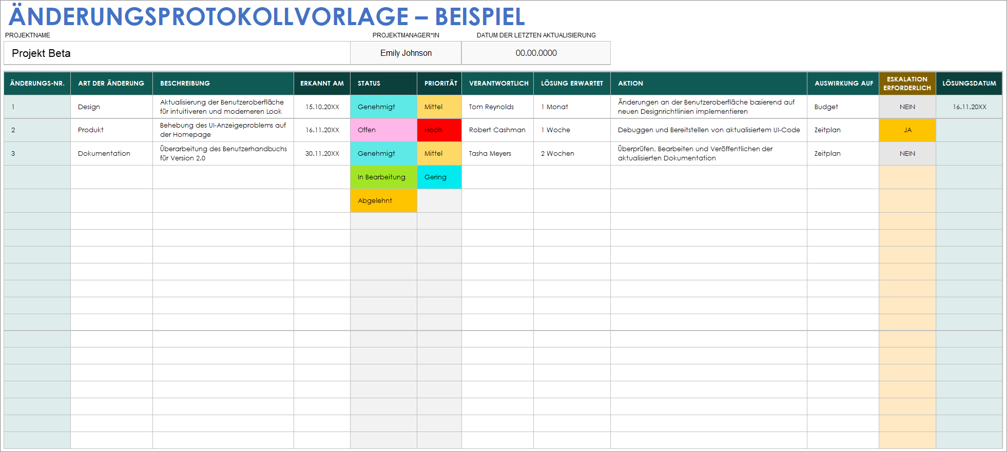  BEISPIEL einer Änderungsprotokollvorlage