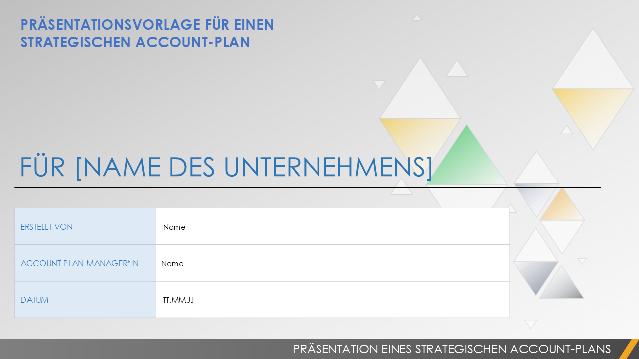  Präsentation des strategischen Account Plans