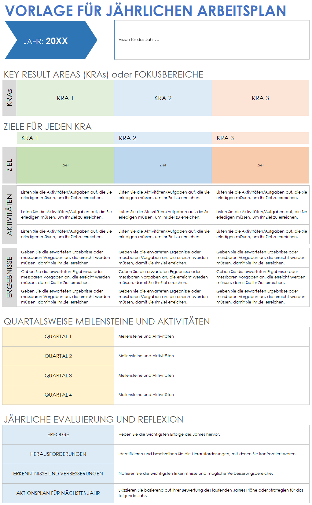  Vorlage für einen Jahresarbeitsplan