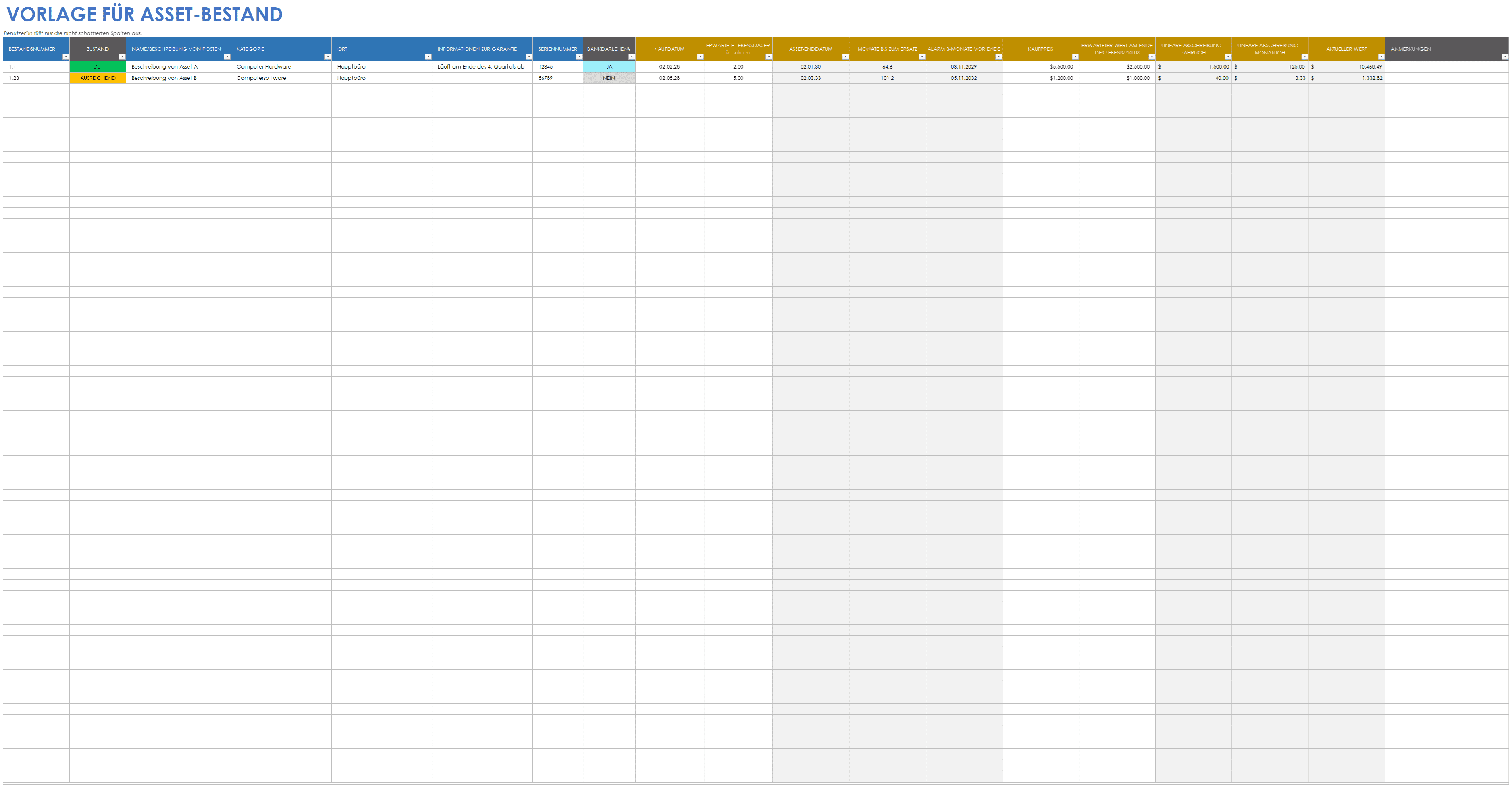  Vorlage für Anlageninventar