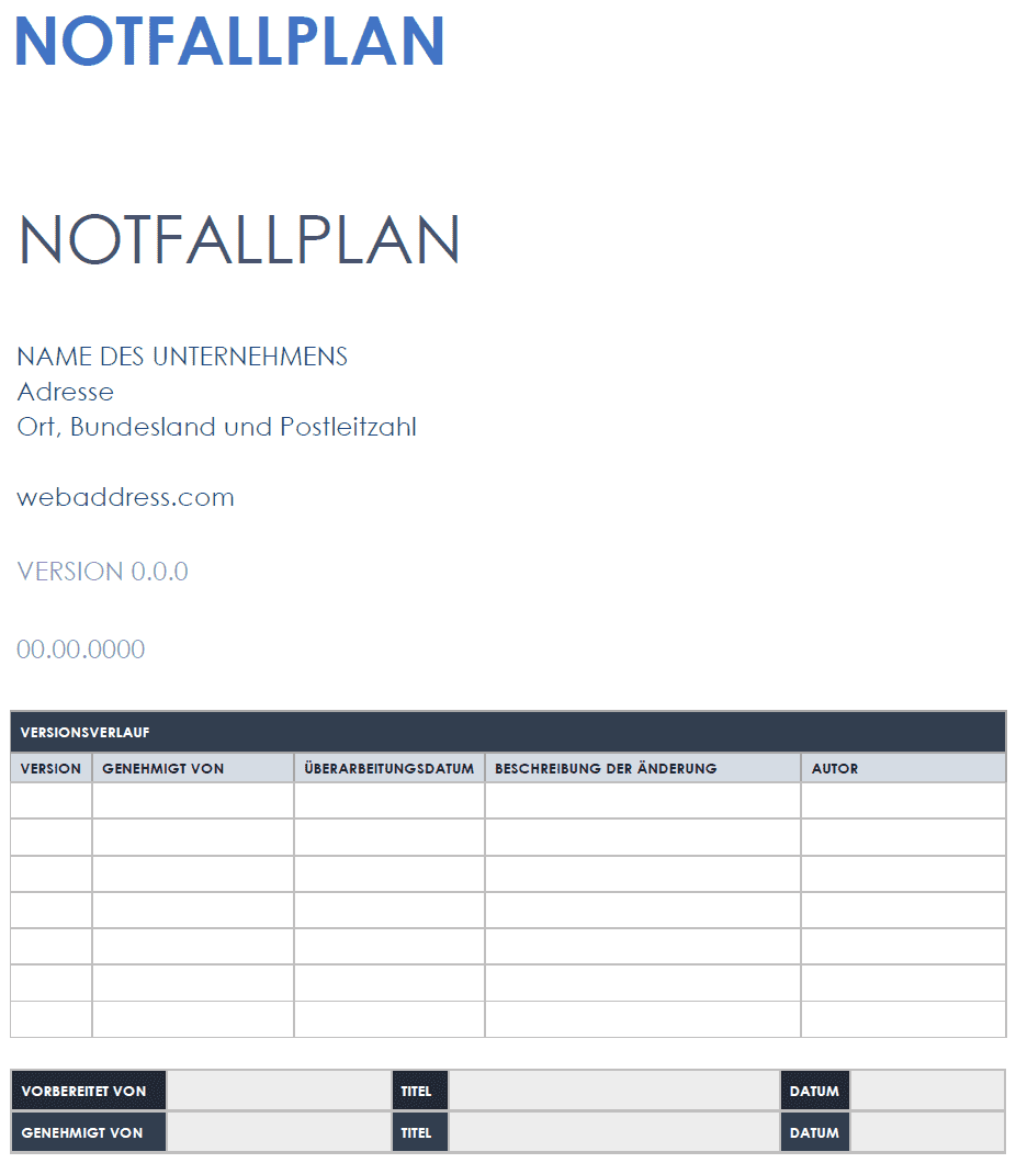  Vorlage für einen Notfallplan