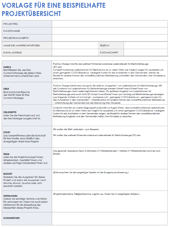  Beispiel für eine Vorlage für eine Projektbeschreibung