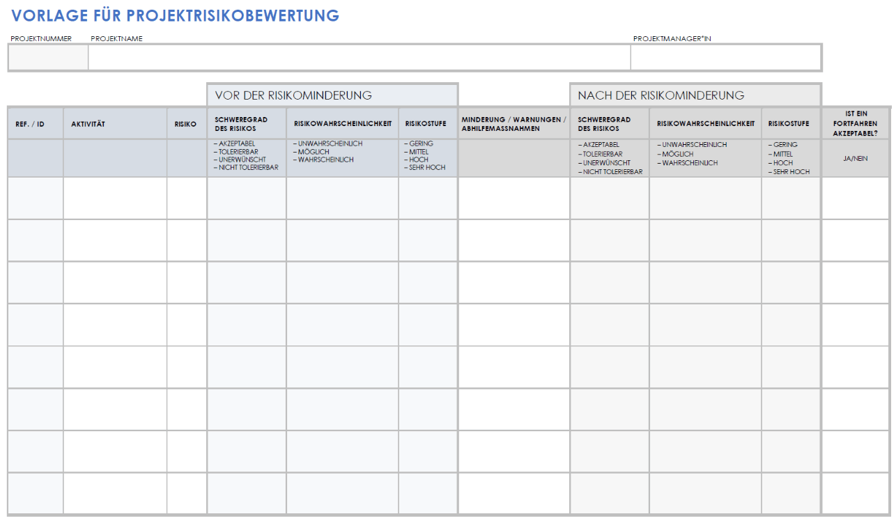  Vorlage zur Projektrisikobewertung