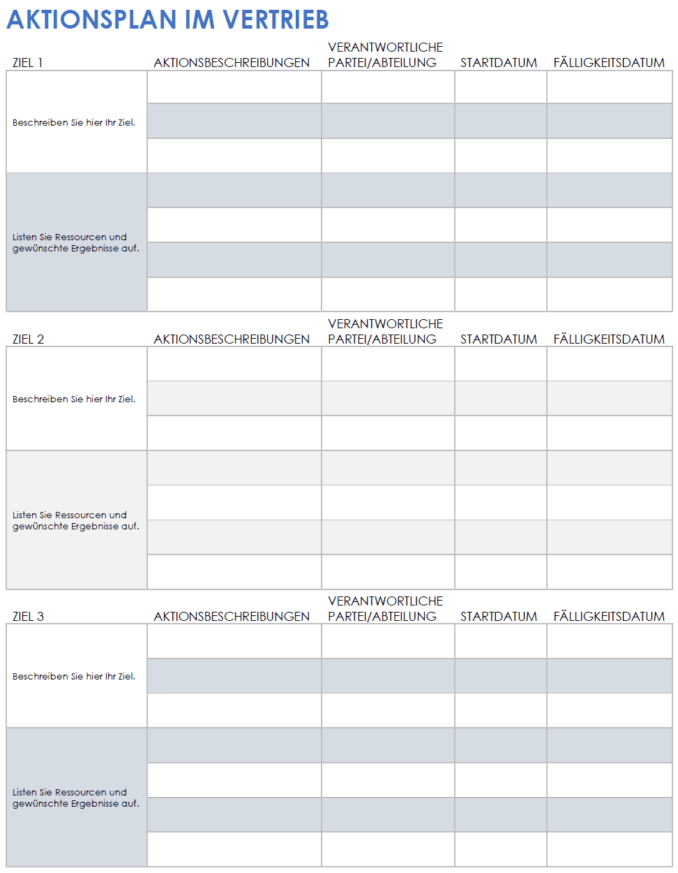  Vorlage für einen Vertriebsaktionsplan