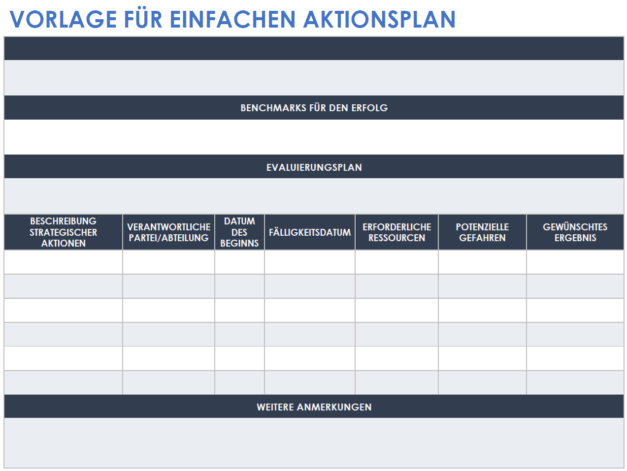 Vorlage für einfachen Aktionsplan