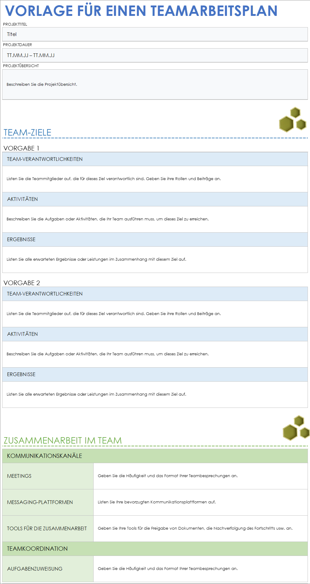  Vorlage für einen Teamarbeitsplan