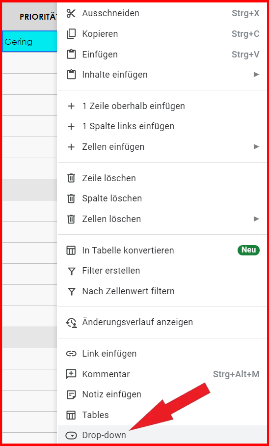  Erstellen Sie eine Projektcheckliste im Dropdown-Menü von Google Sheets