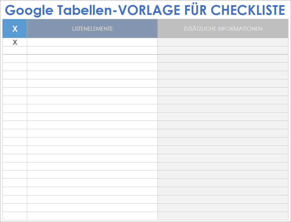  Checklistenvorlage für Google Sheets