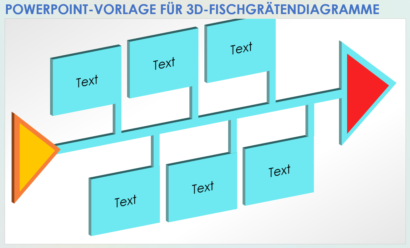 PowerPoint-Vorlage für ein 3D-Fischgrätendiagramm