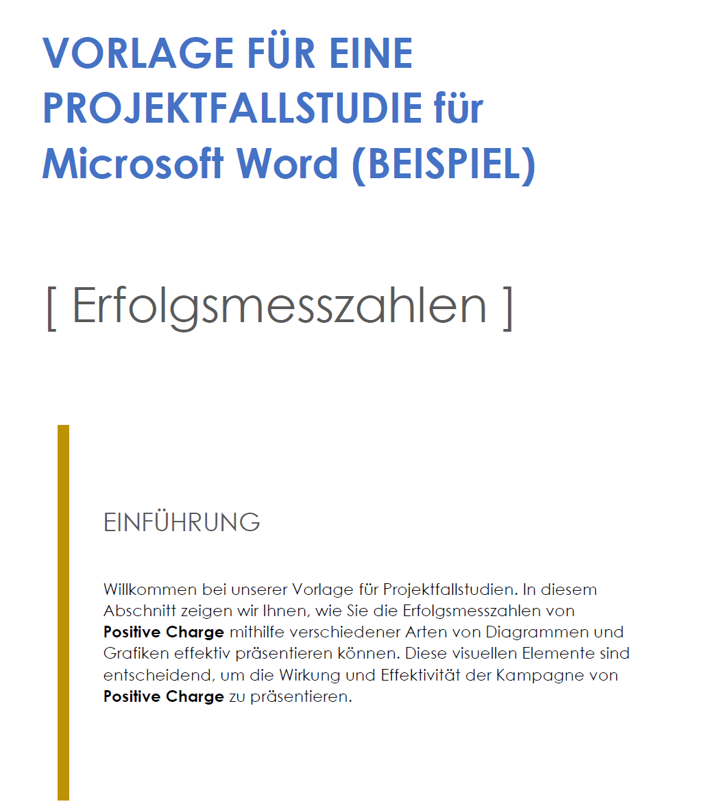 Projektfallstudienvorlage für Microsoft Word