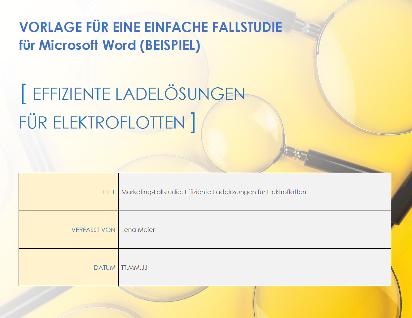 Einfache Beispielvorlage für eine Fallstudie für Microsoft Word