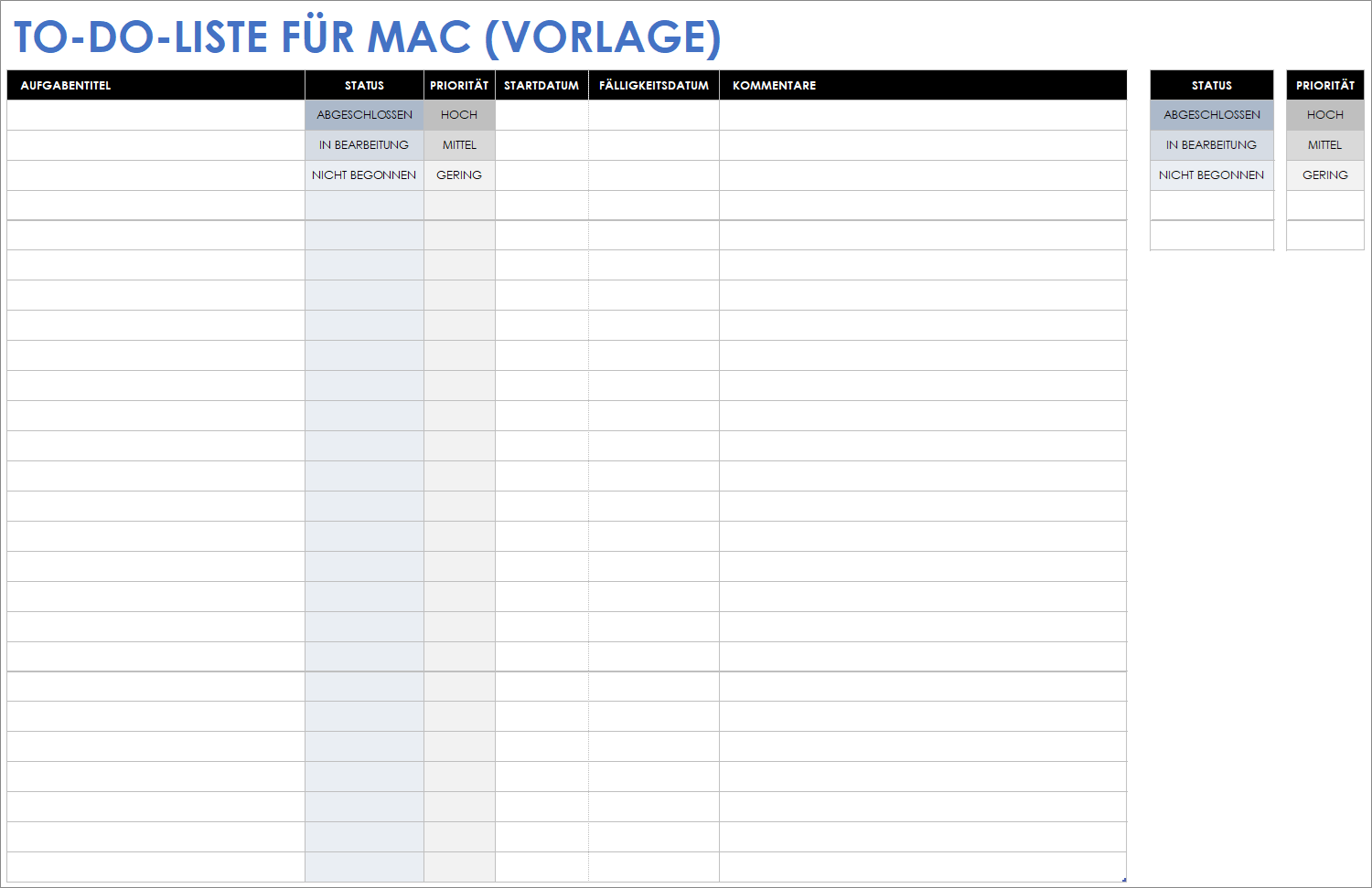 Vorlage für eine To-do-Liste für Mac