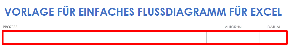 Excel-Vorlage für einfache Flussdiagramme (Prozess, Autor, Datum)