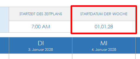  Zeitplan-Wochenstart