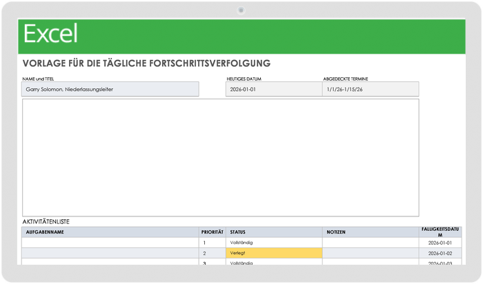 Vorlage für einen täglichen Fortschrittstracker