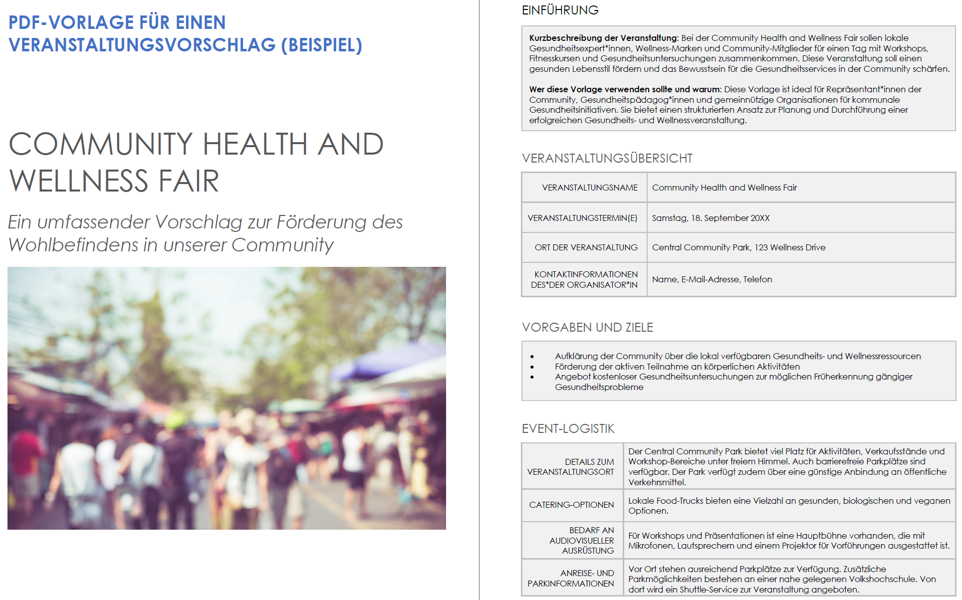PDF-Vorlage für einen Veranstaltungsvorschlag (Beispiel)