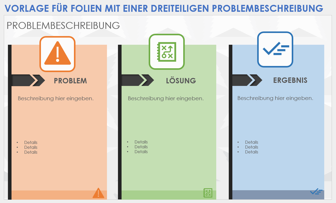 Vorlage für Folien mit einer dreiteiligen Problembeschreibung