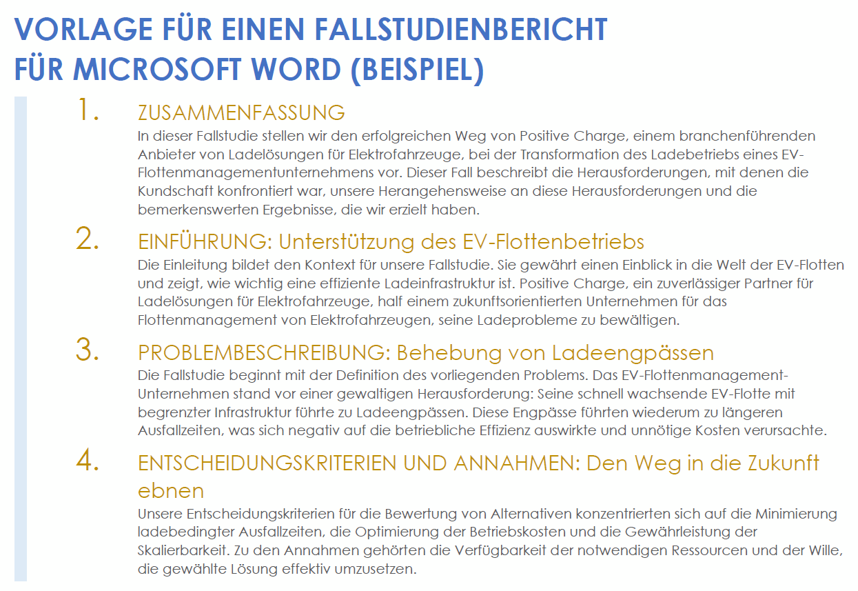 Beispielvorlage für einen Fallstudienbericht