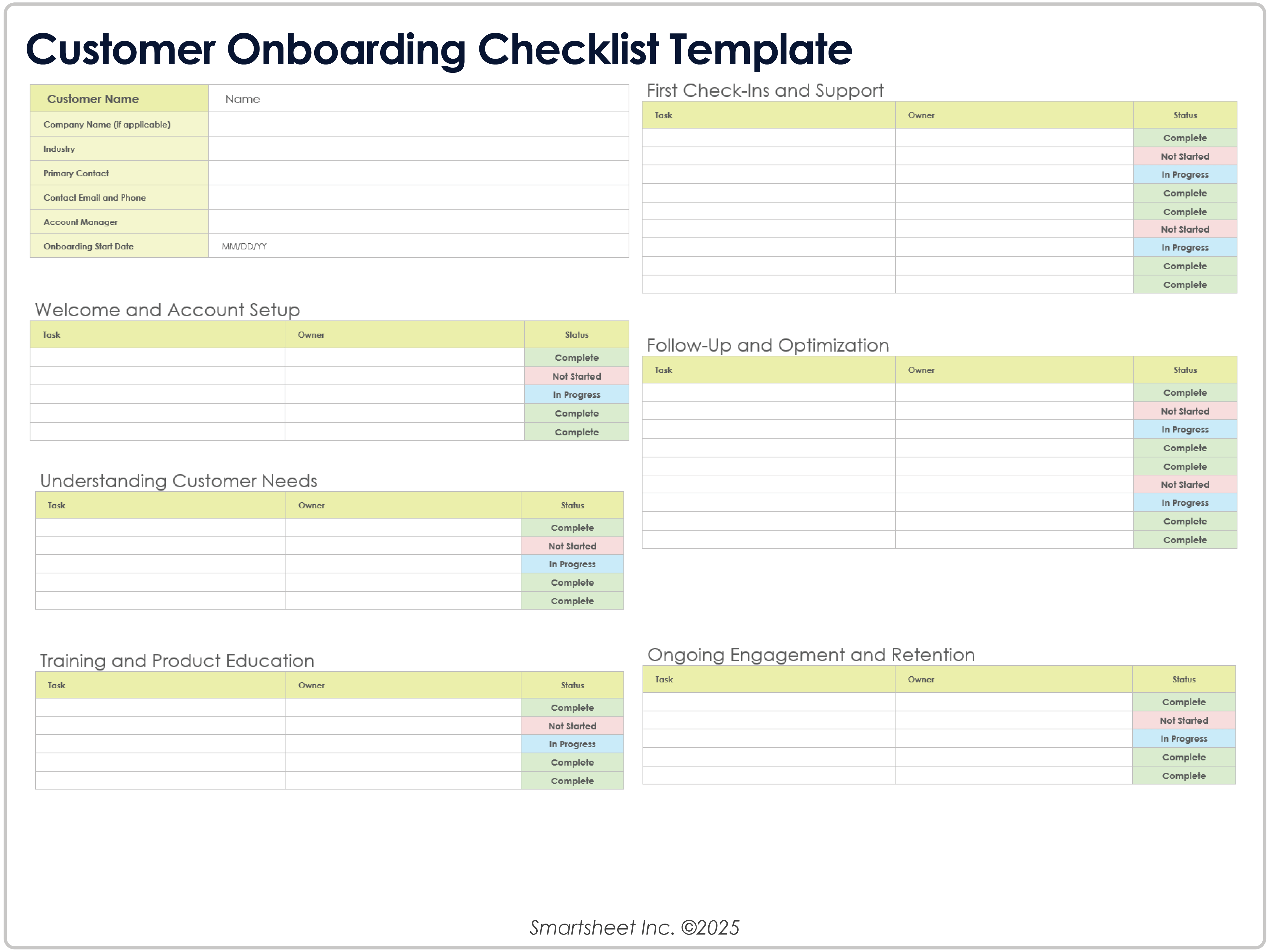 Checkliste für die Kundeneinführung 8779 Vorlage
