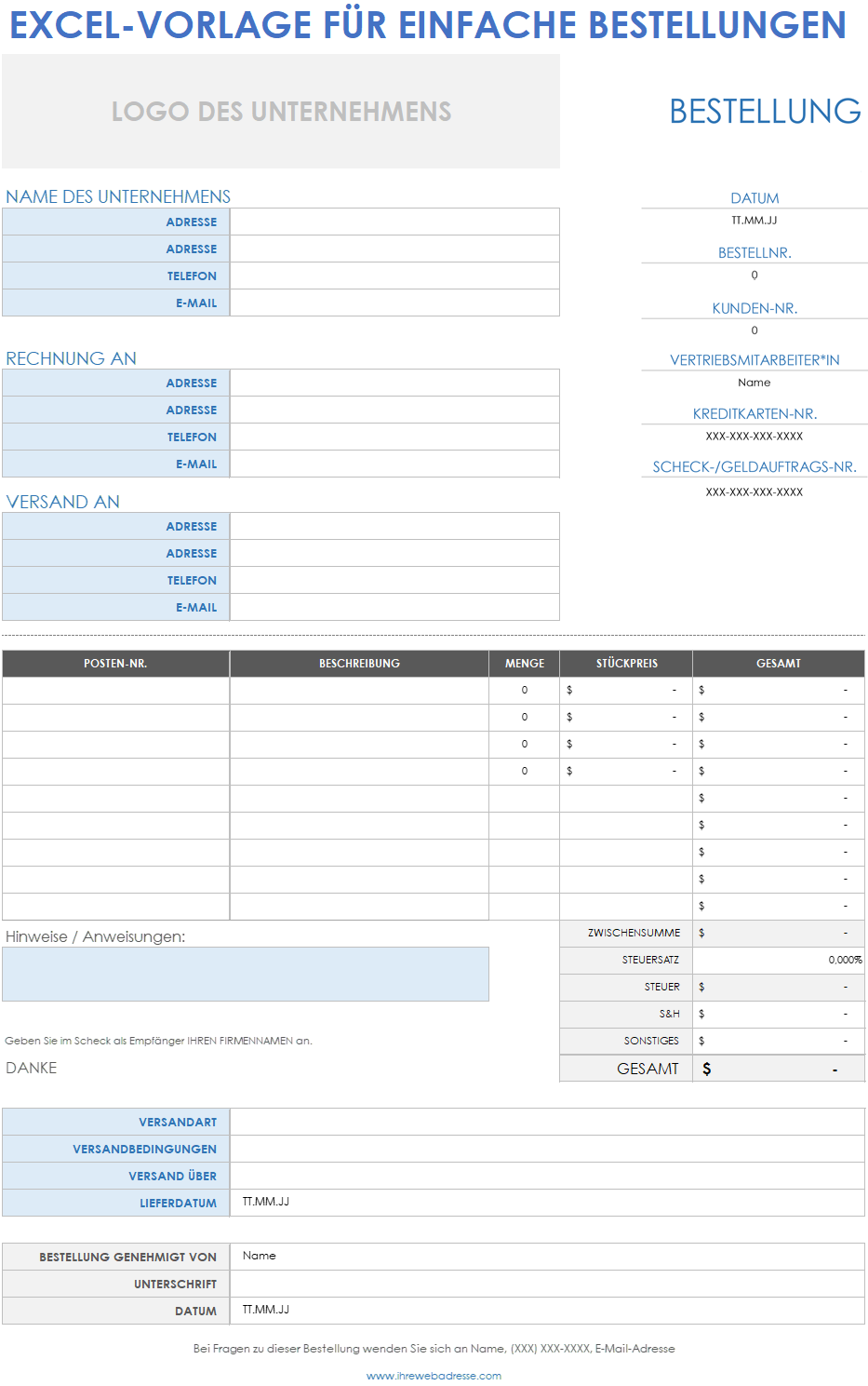 Excel-Vorlage für einfache Einkaufsbestellungen