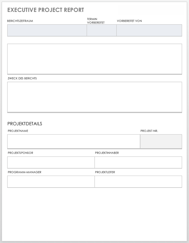 Vorlage für einen Projektbericht für Führungskräfte