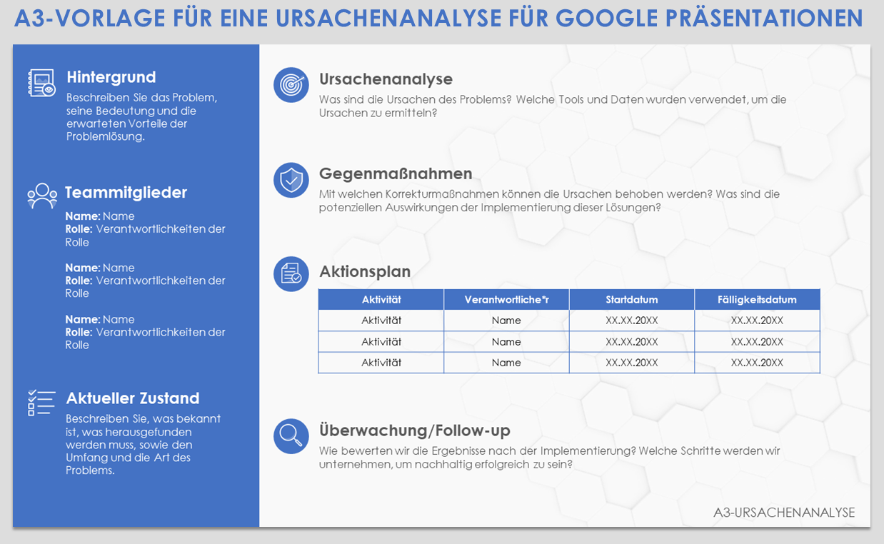 A3-Vorlage für eine Ursachenanalyse für Google Präsentationen