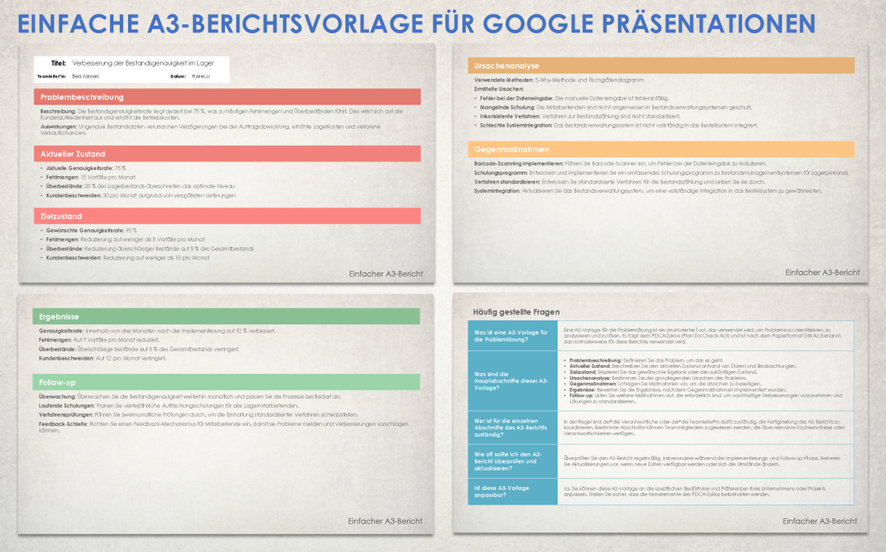 Einfache A3-Berichtsvorlage für Google Präsentationen