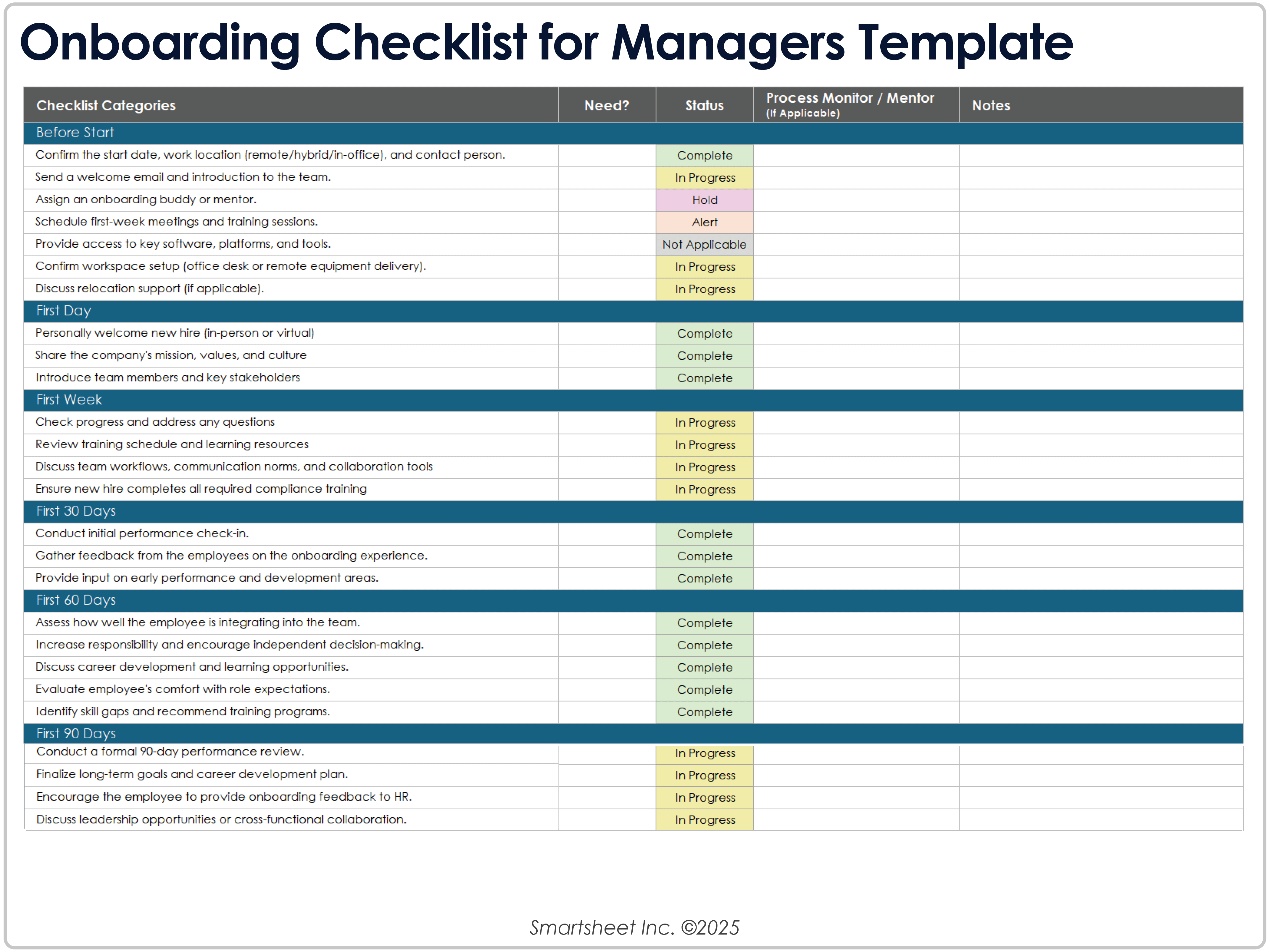 8779-Vorlage für Onboarding-Checkliste für Manager