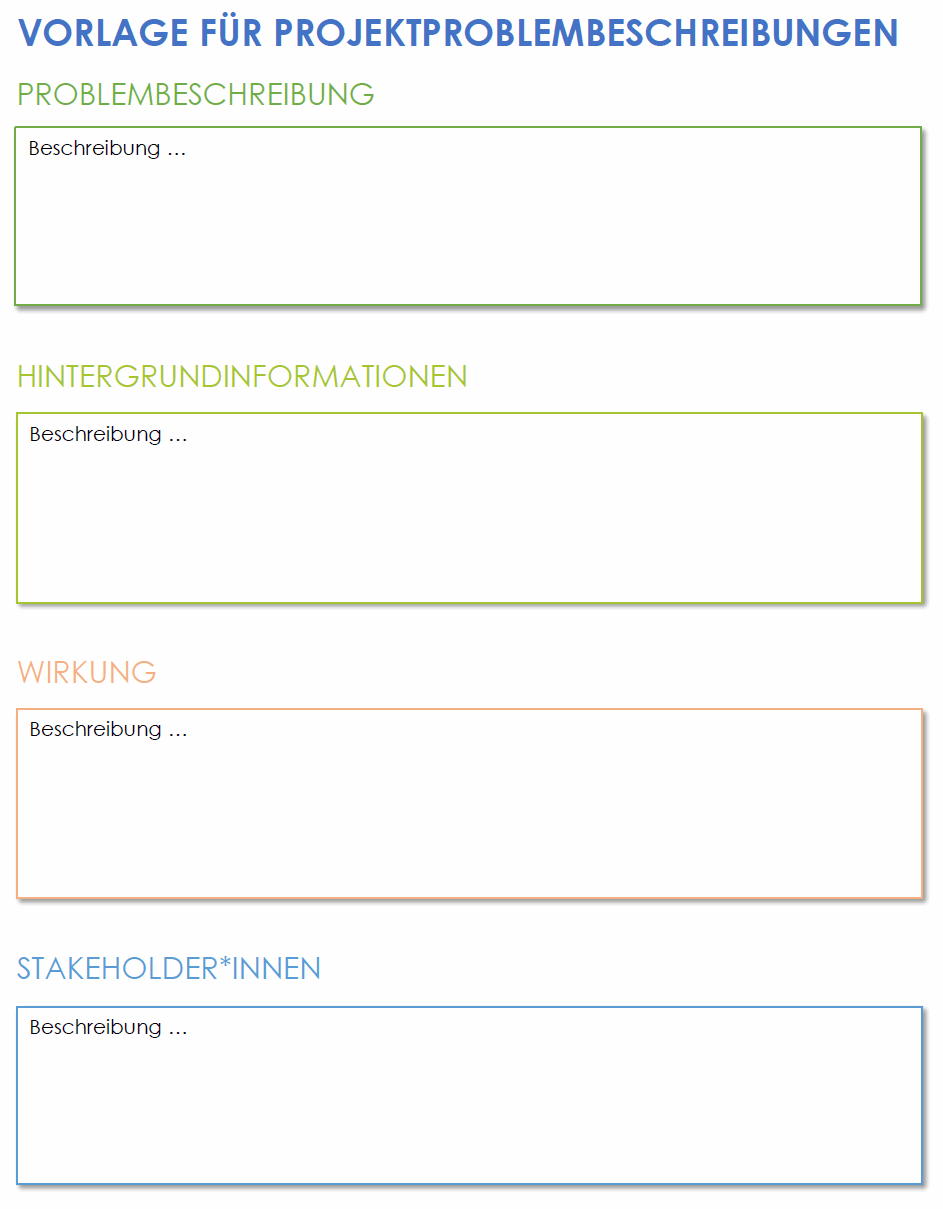 Vorlage für Projektproblembeschreibungen