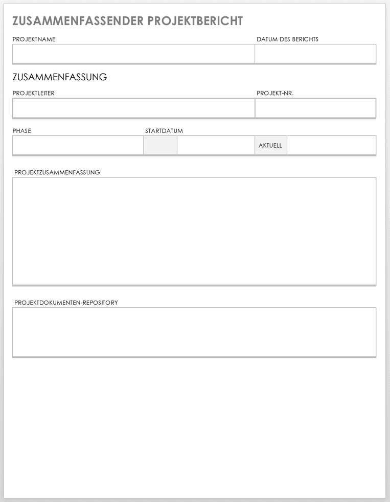 Vorlage für einen Projektzusammenfassungsbericht