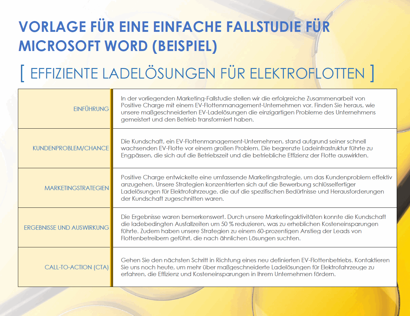 Einfache Beispielvorlage für Fallstudien