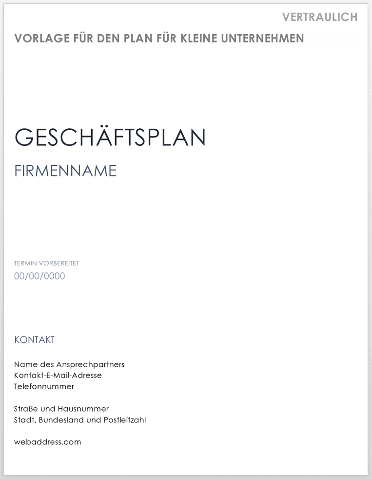 Vorlage für einen Geschäftsplan für kleine Unternehmen