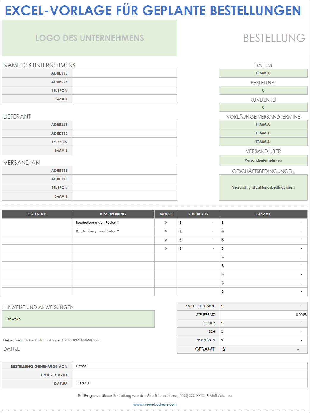  Excel-Vorlage für geplante Bestellungen (ppo)