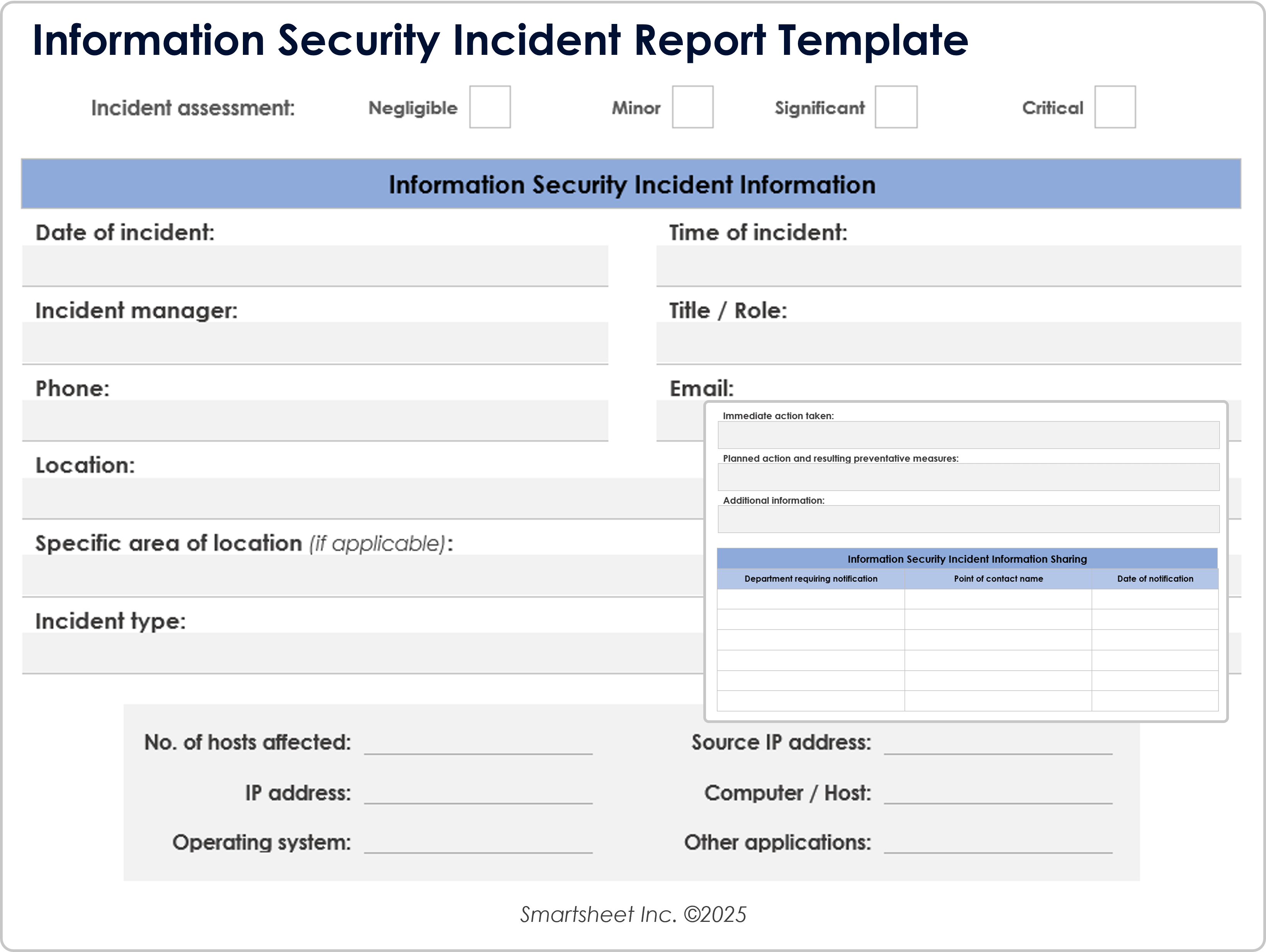 Vorlage für einen Bericht über einen Informationssicherheitsvorfall
