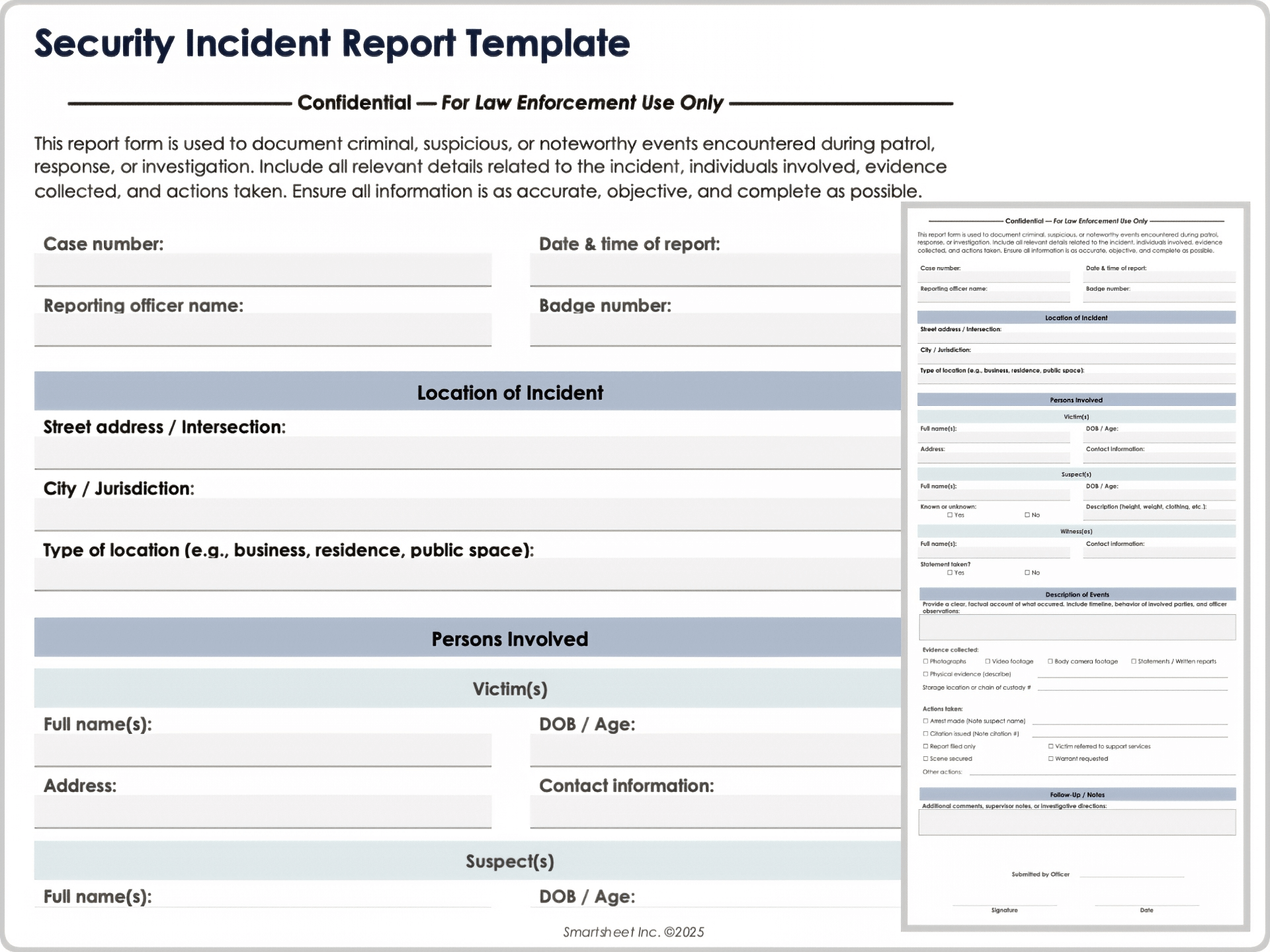 Vorlage für einen Bericht über einen Sicherheitsvorfall