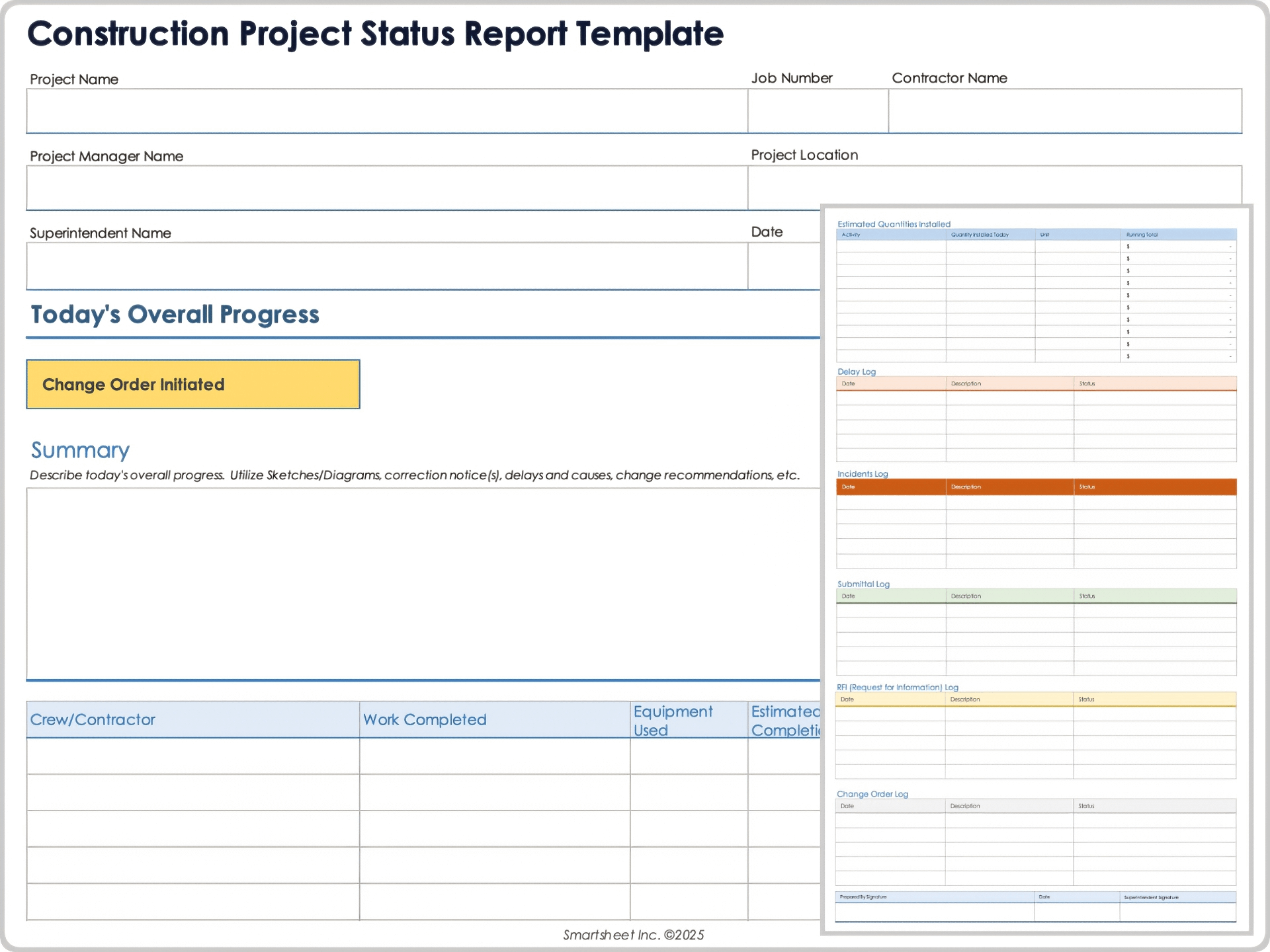 Vorlage für einen Bauprojektstatusbericht