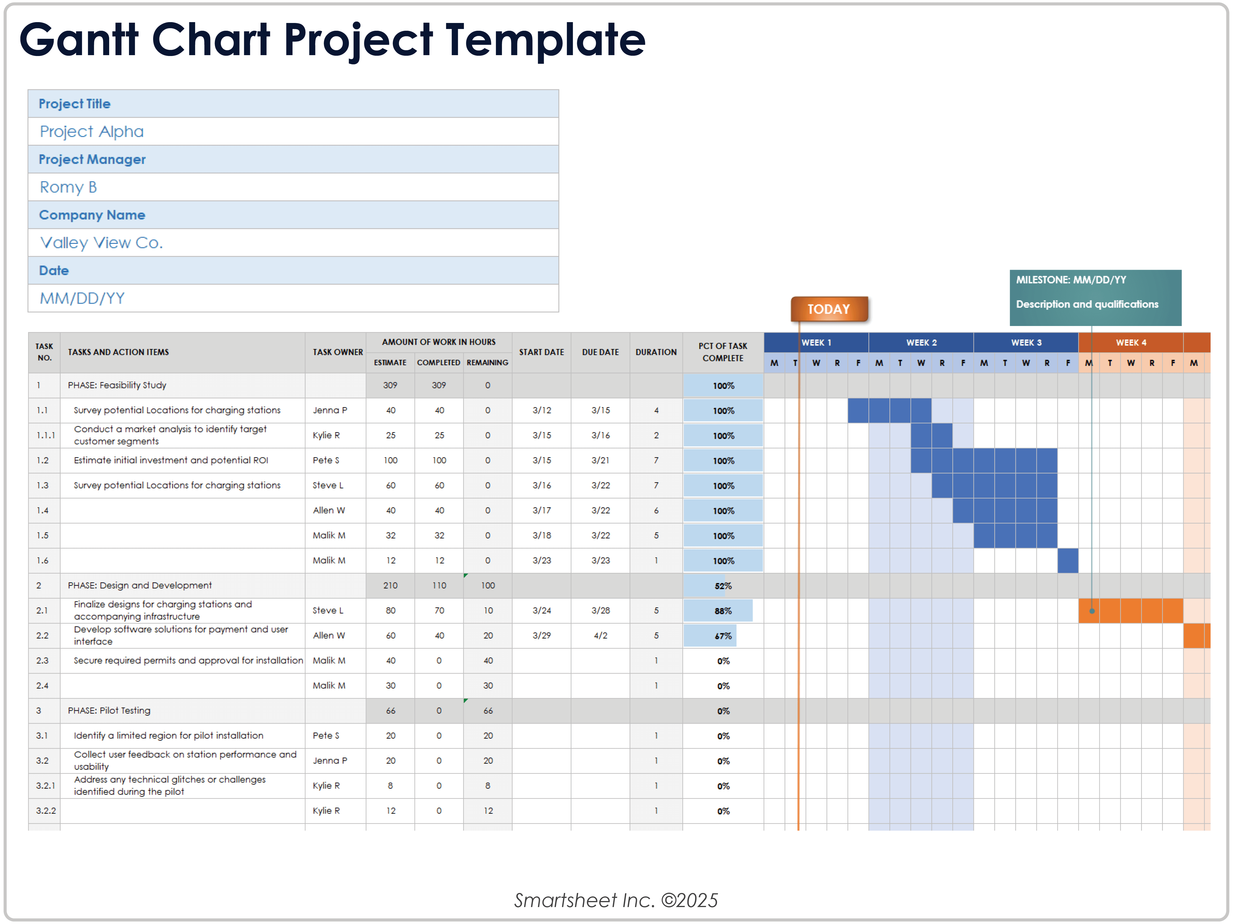 Gantt-Diagramm-Projektvorlage 11440