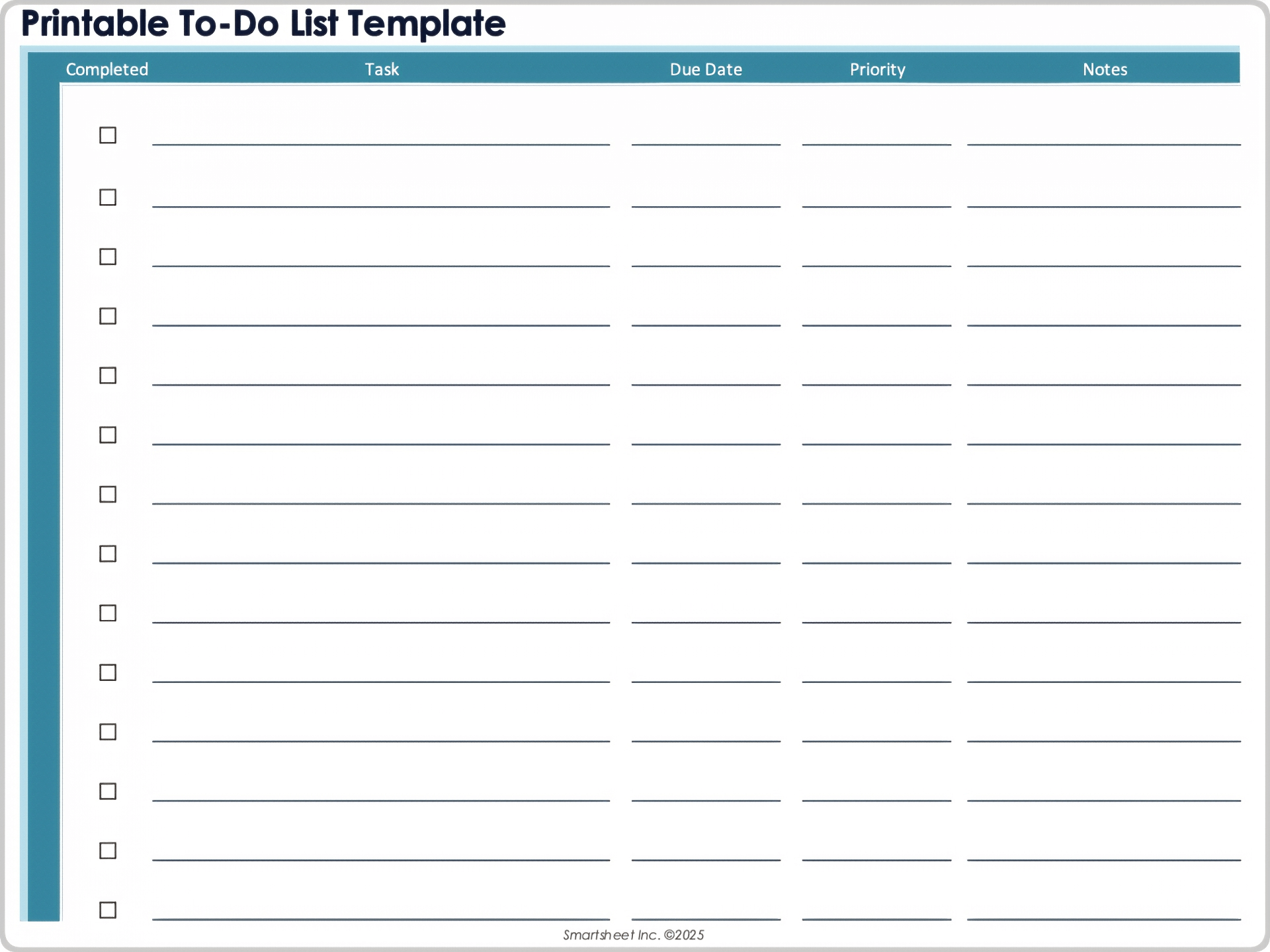 Vorlage für druckbare To-do-Liste
