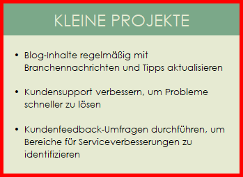 Priorität-Aufwand-Wirkung-Matrix – Kleine Erfolge