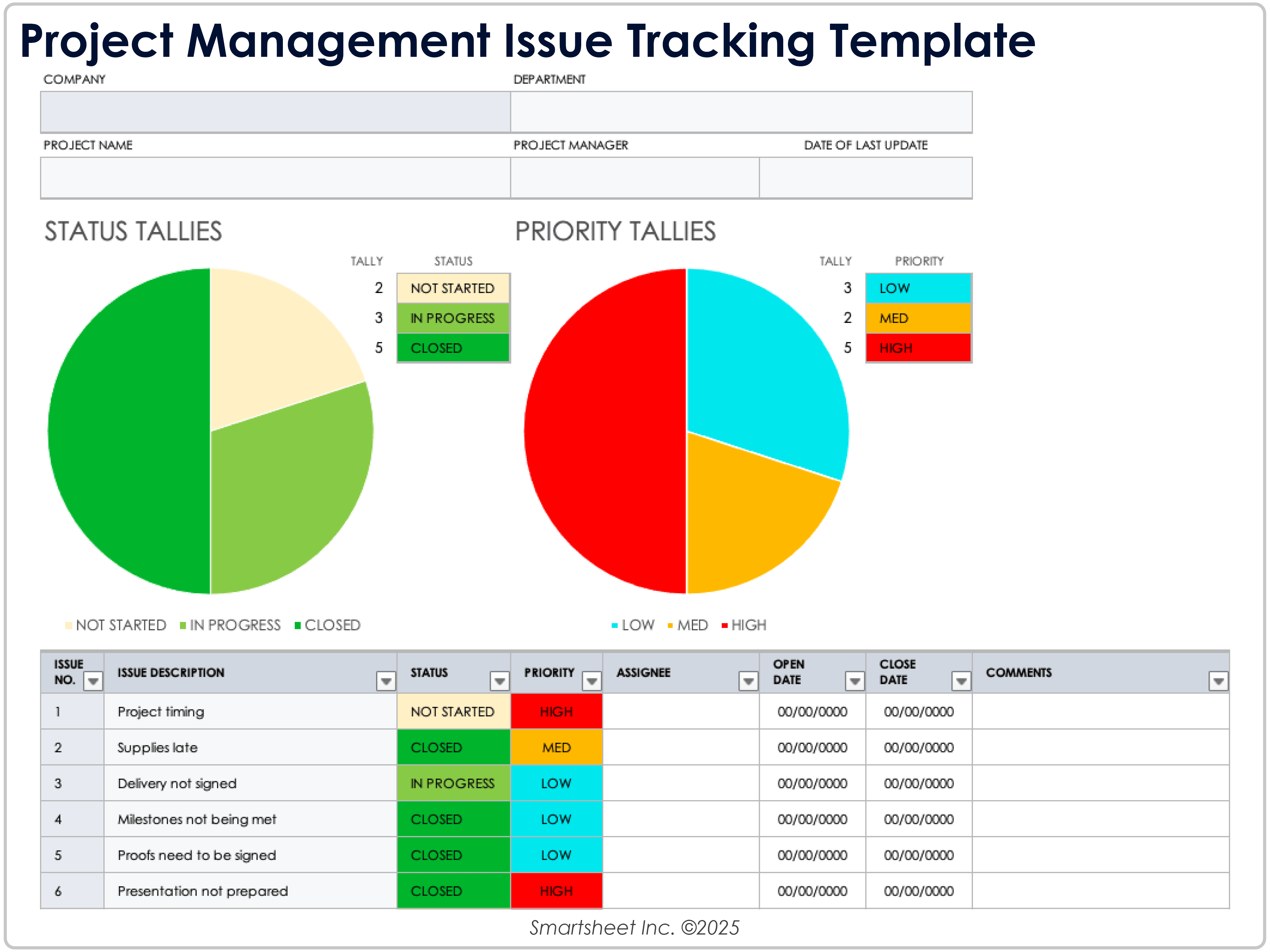 Vorlage zur Problemverfolgung im Projektmanagement 11440