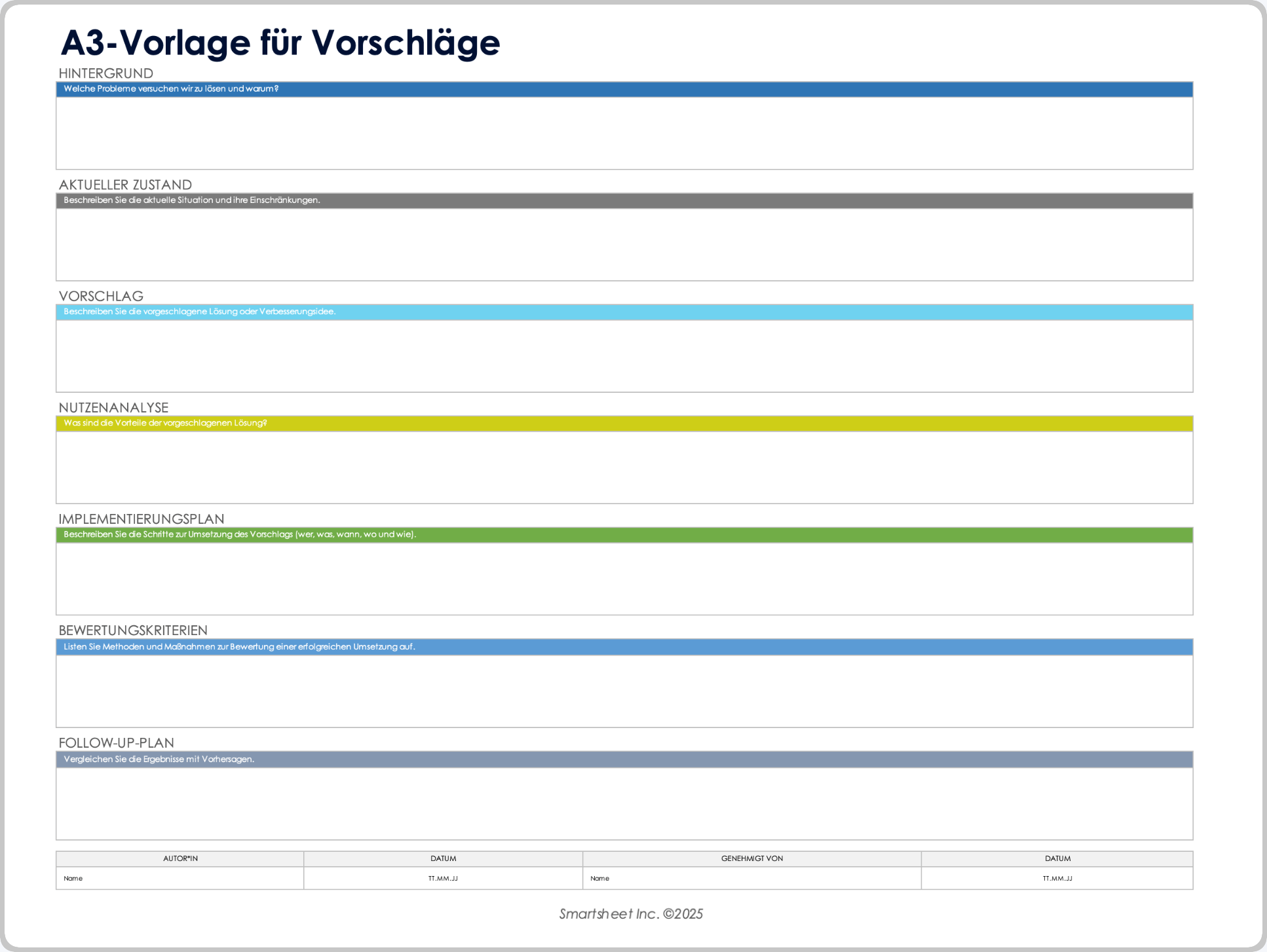 A3-Vorlage für Vorschläge