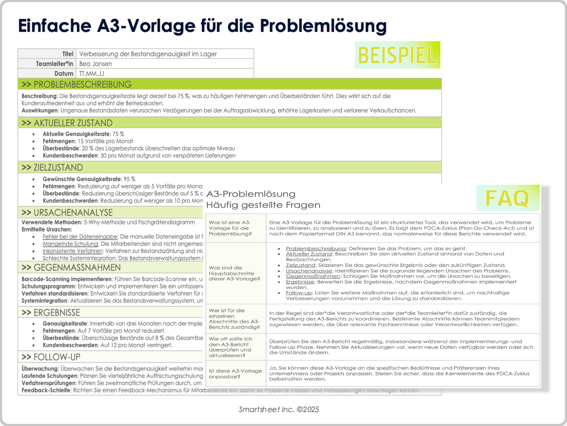 Einfache A3-Vorlage für die Problemlösung