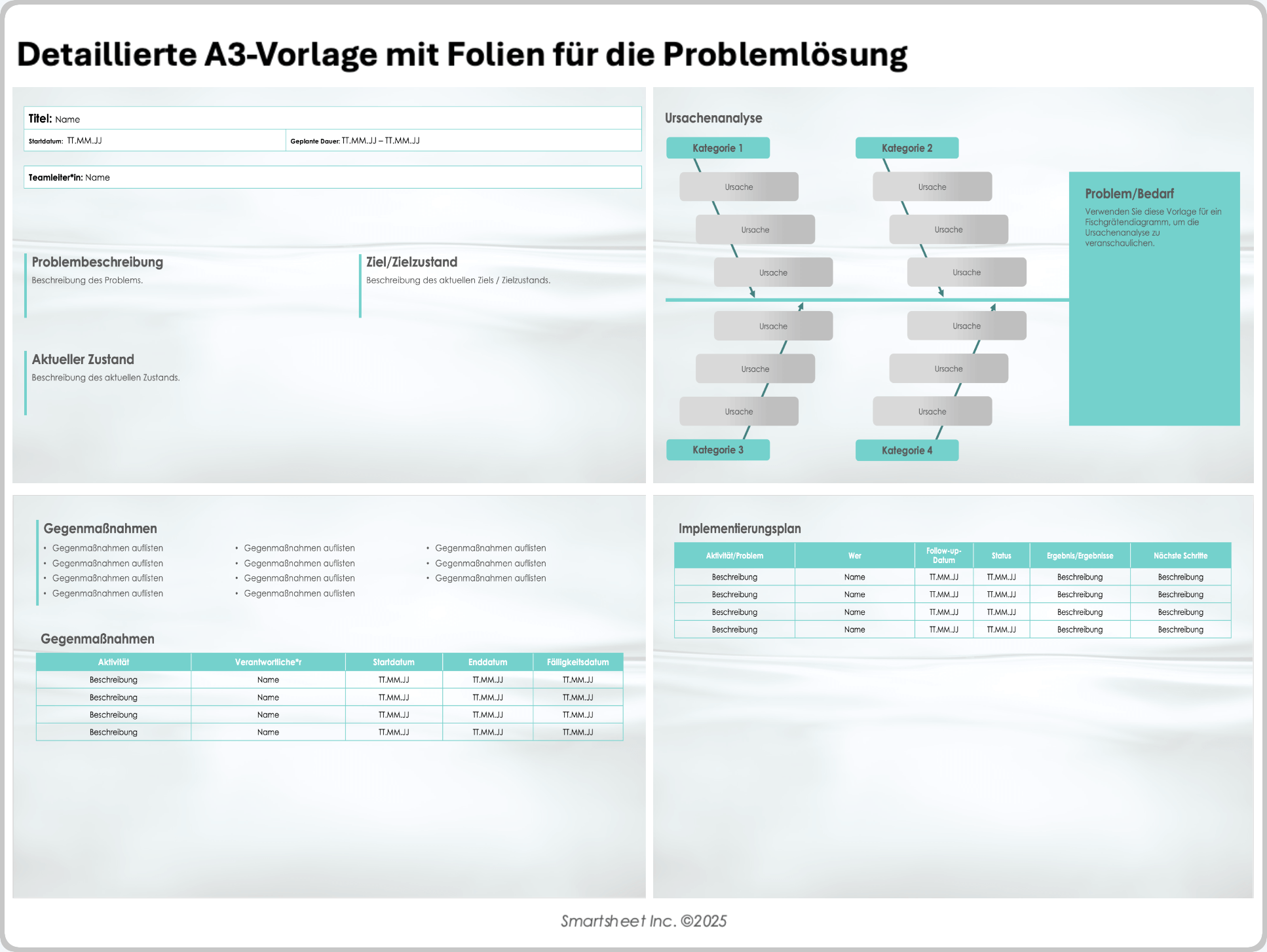 Detaillierte A3-Vorlage mit Folien für die Problemlösung