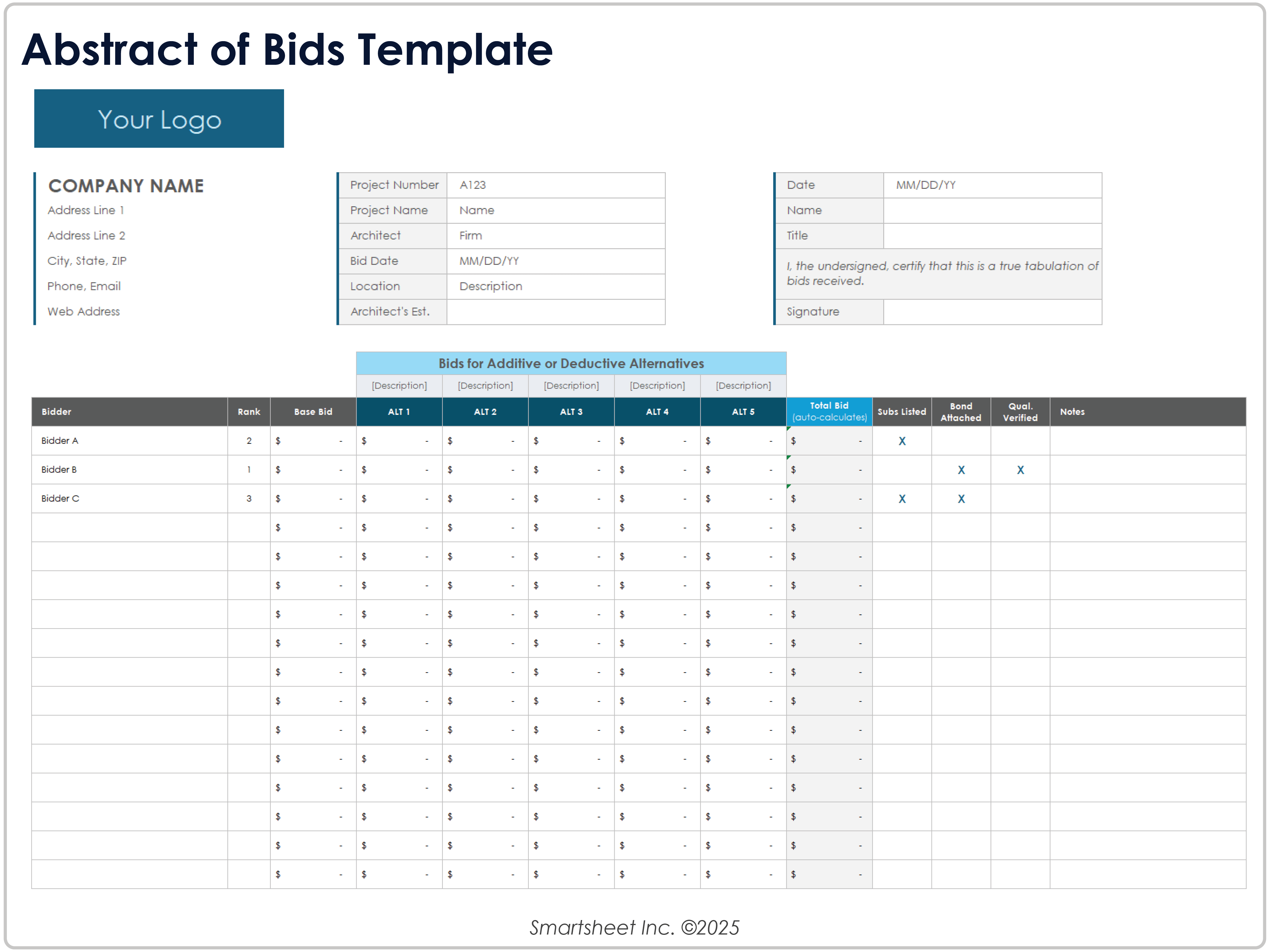 Zusammenfassung der Angebote 10670 Template