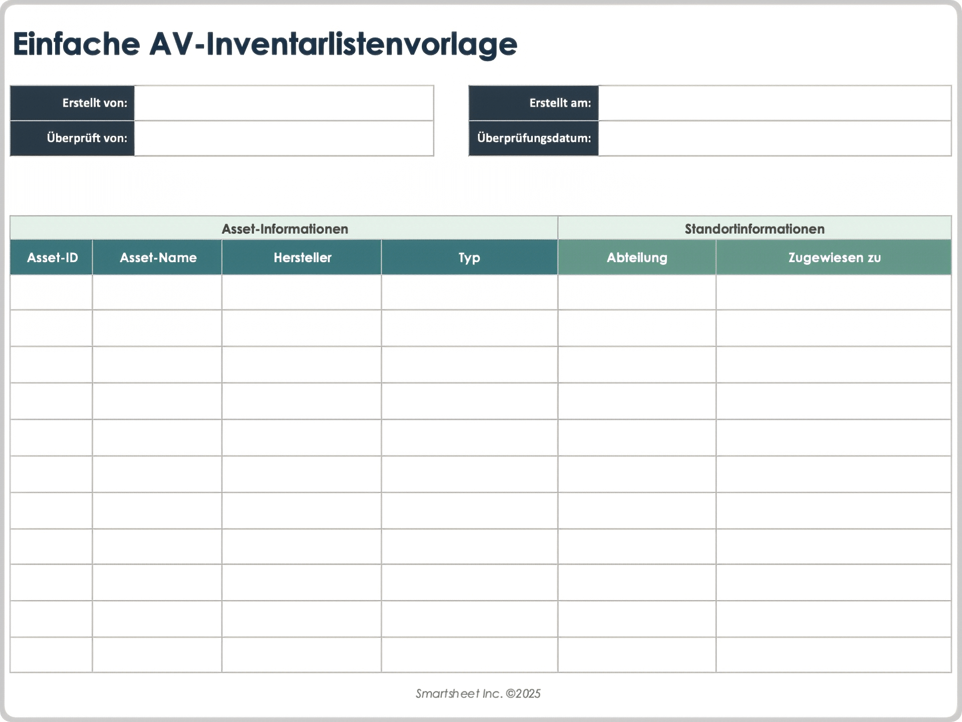 Einfache AV-Inventarlistenvorlage