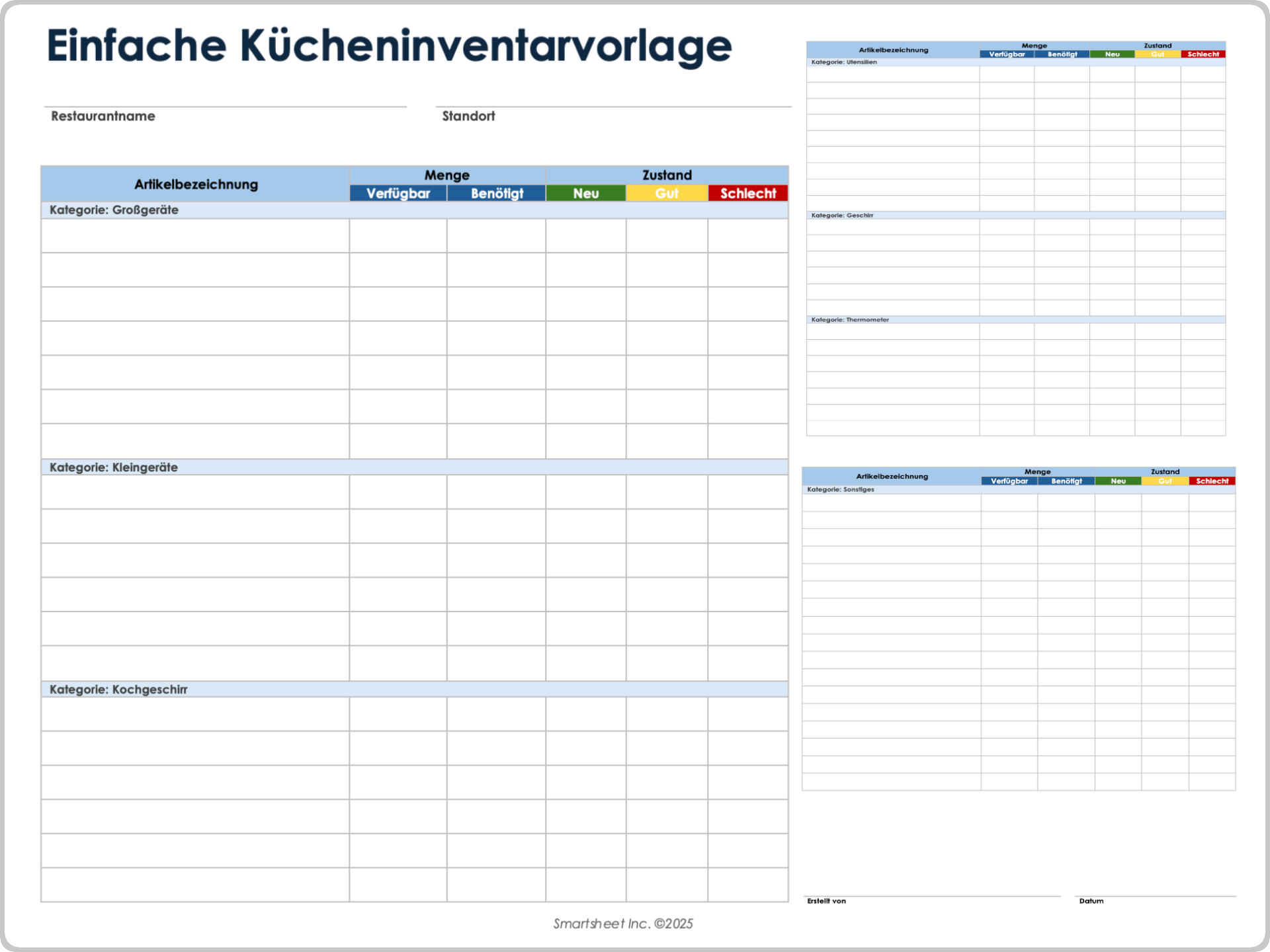 Einfache Kücheninventarvorlage