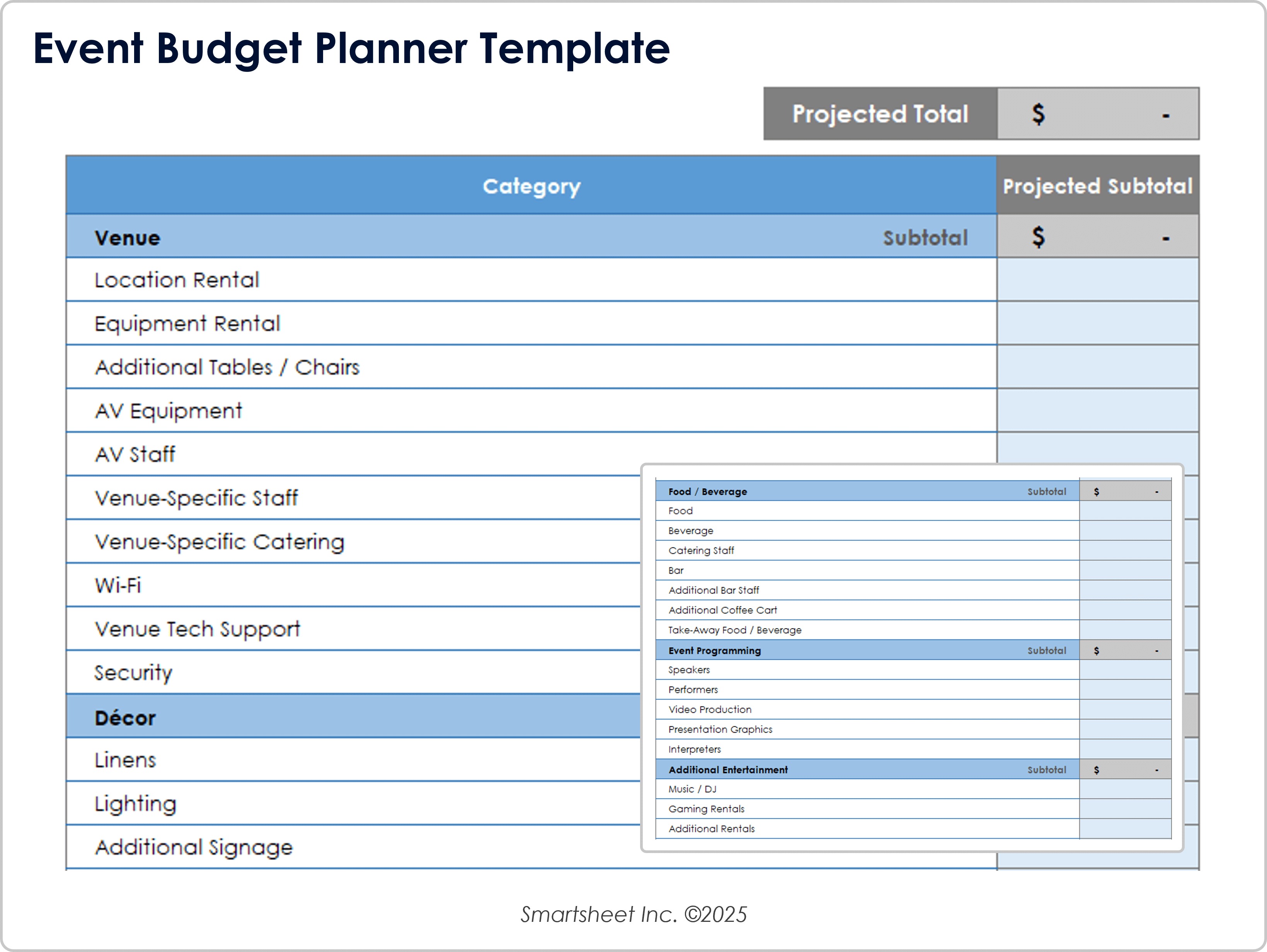 Vorlage für einen Eventbudgetplaner 8783